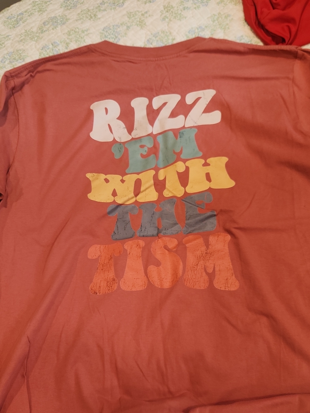 Graphic Tee with Retro Multicolor Slogan